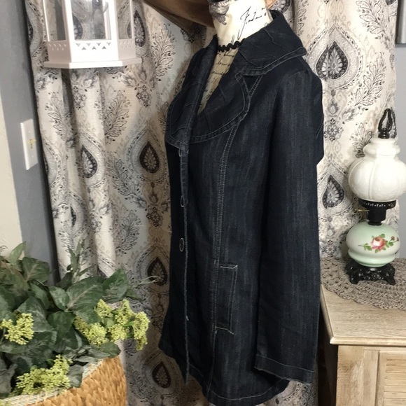 Baccini - Long pea coat inspired jean jacket - Picture 6 of 9